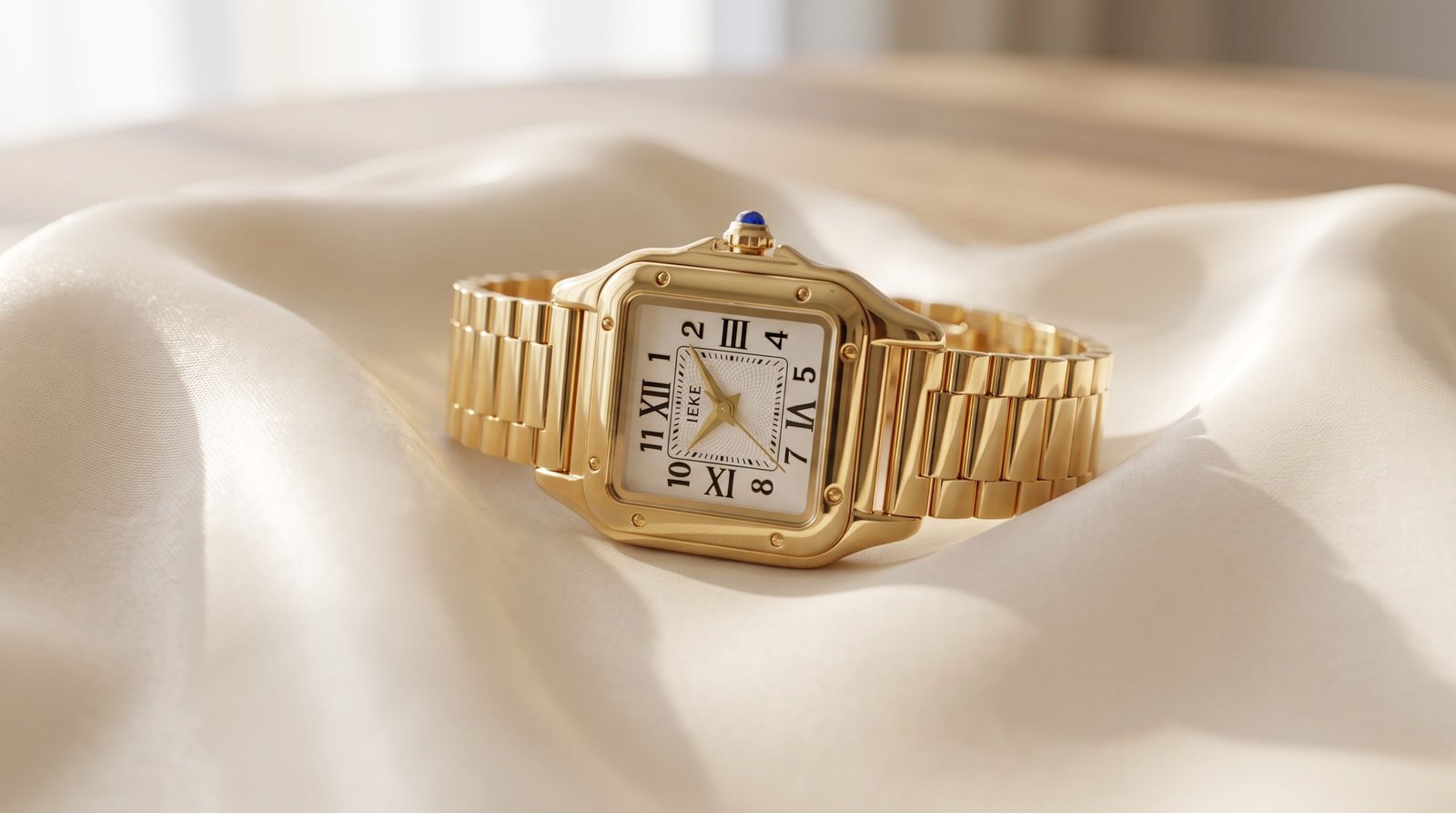 Montre IEKE Dorée - Cadran Carré Vintage avec Chiffres Romains – Image 6