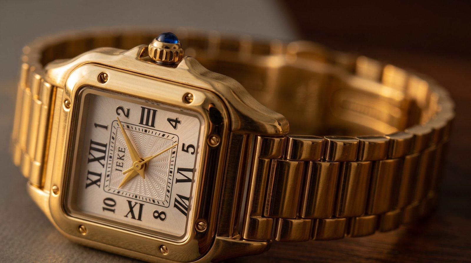 Montre IEKE Dorée - Cadran Carré Vintage avec Chiffres Romains