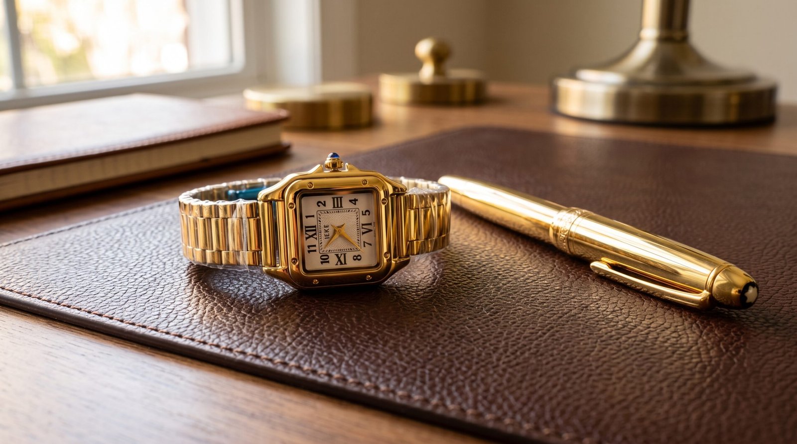 Montre IEKE Dorée - Cadran Carré Vintage avec Chiffres Romains – Image 2