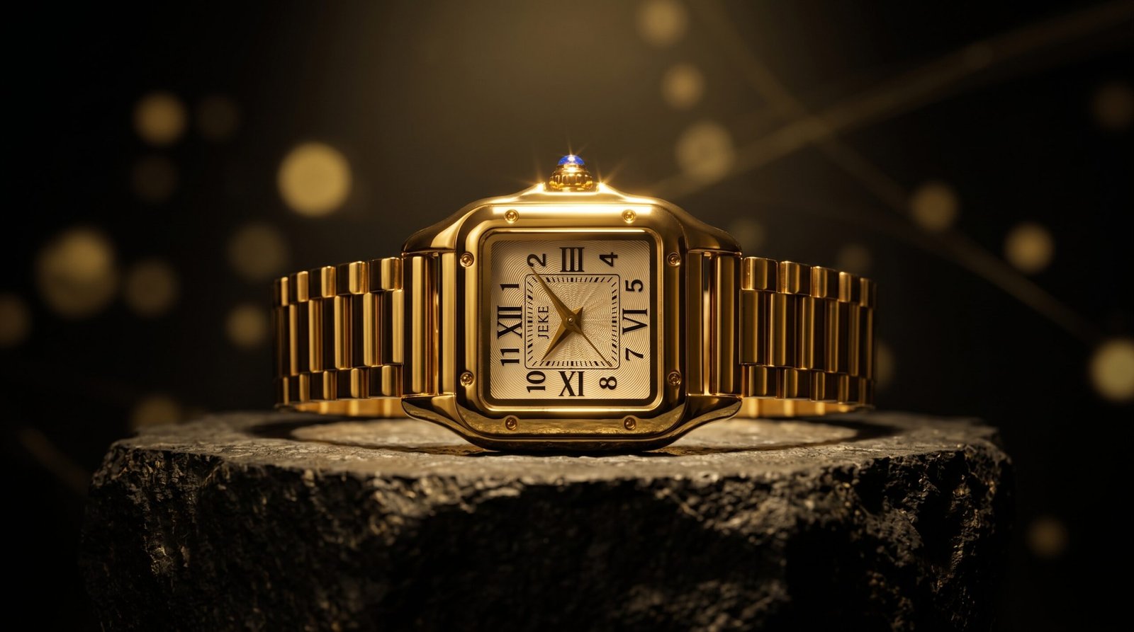 Montre IEKE Dorée - Cadran Carré Vintage avec Chiffres Romains – Image 5